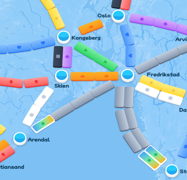 A custom Roadtrip Rivals game board